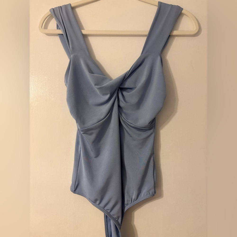 Blue Blush Soft Blue Drape bodysuit